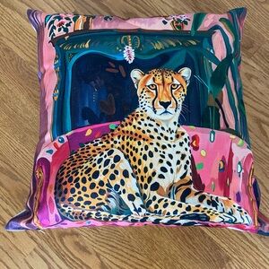 Colorful Cheetah Print Throw Pillow (insert not included) 17”x 17”